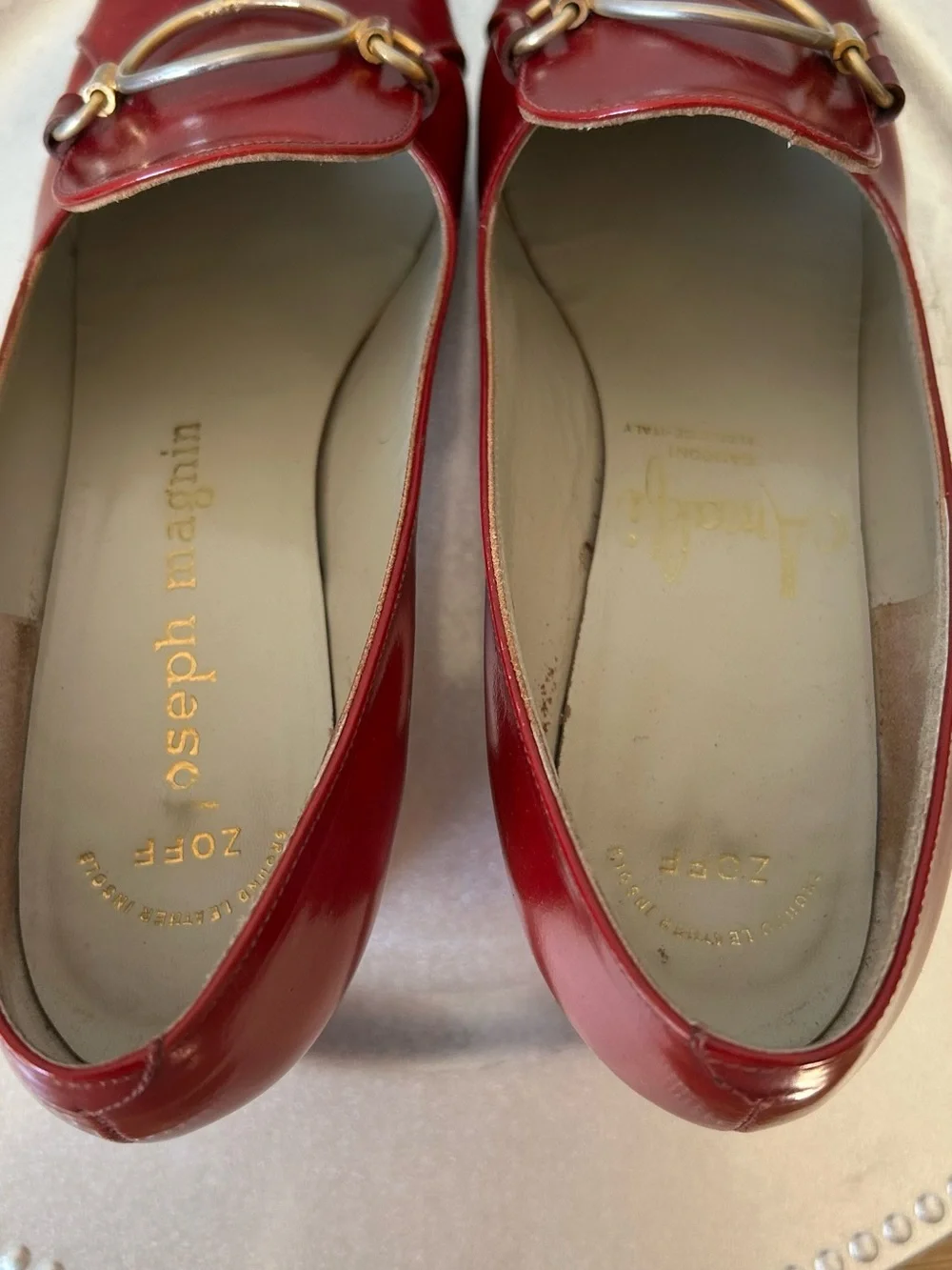Amalfi Red Leather Mid-Heel Loafers with Gold-Tone Bit
